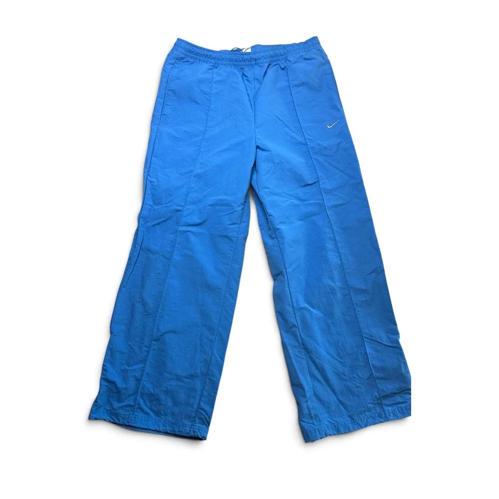 Nike Womens XL Everything Wovens Mid Rise Pants Star Blue Open Hem Baggy